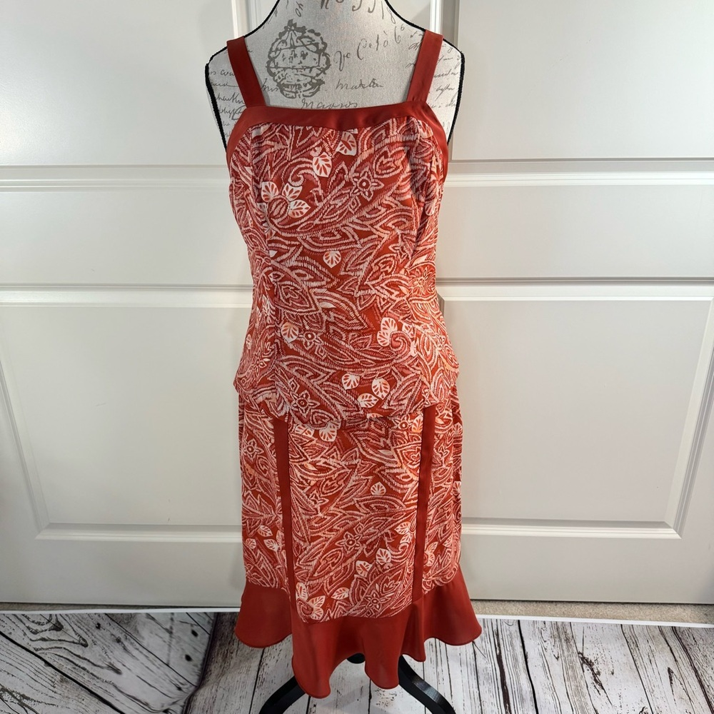 Jones Wear Burnt Orange Patterned Skirt Set Top-6, Skirt-8